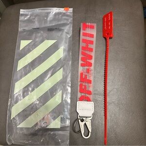 Off-White Red and White Custom lanyard with Zip Tie